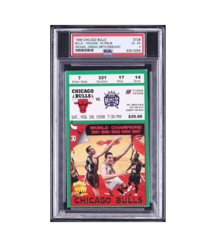 1998 Chicago Bulls Ticket Stub Michael Jordan PSA 4 VGEX