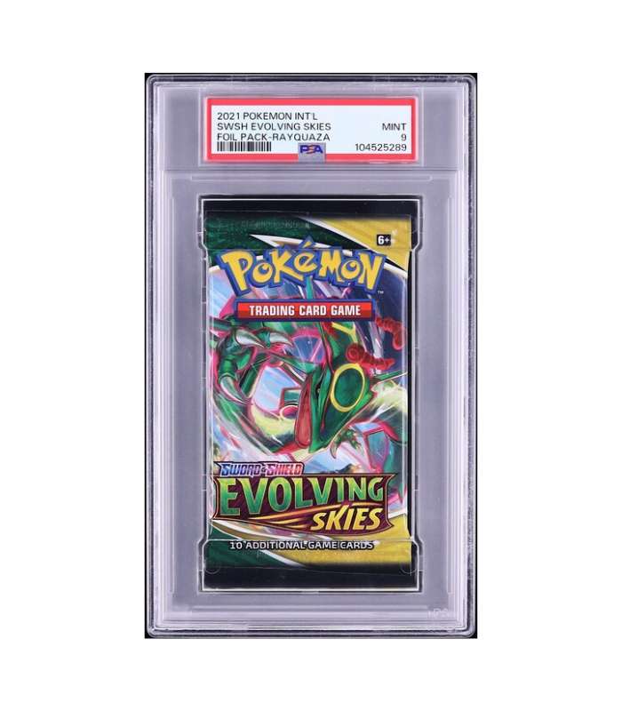 2021 Pokemon International SWSH Evolving Skies Foil Pack Rayquaza PSA 9 MINT front Evolving Skies Booster Pack Rayquaza Art PSA 9 MINT – 2021 Pokémon Sword & Shield (Sealed) - Imagen 1