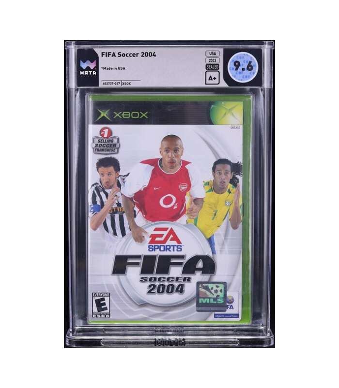 FIFA Soccer 2004 (Xbox) WATA 9.6 A+ Sealed front FIFA Soccer 2004 (Xbox) WATA 9.6 A+ Sealed – Factory Sealed con Thierry Henry, Ronaldinho & Del Piero Cover - Imagen 1